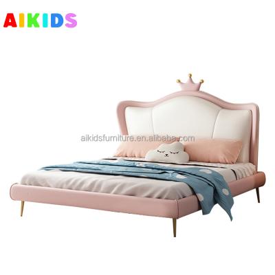 China Dreamy Castle Girl Castle Princess Comfortable Light Luxury Leather Bed Girl Kids Bed Boy Creative Bed for sale