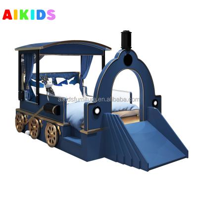 China Wholesale Comfortable Creative Solid Wood Themed Train Custom Bed Children's Single Bed for Boys and Girls for sale