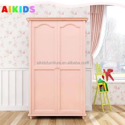 China Custom Solid Wood Wardrobe Double Door Wardrobe Kids Storage Cabinet (Other) Adjustable Kids Wardrobe for sale