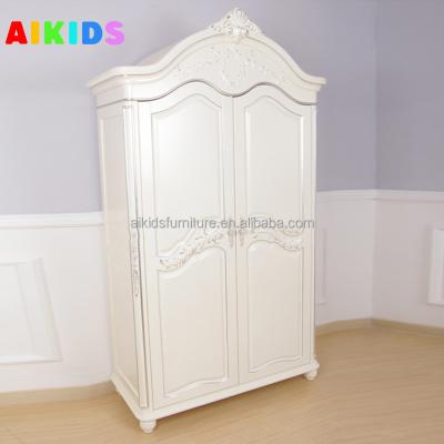 China (Other) Custom Adjustable Solid Wood White Simple Children's Wardrobe Princess Style Girl Wardrobe for sale