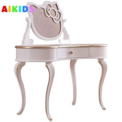 China (Other) Princess Dressing Table Solid Wood Adjustable European Wood Carved Hello Kitty Girl Dressing Table and Dressers for sale