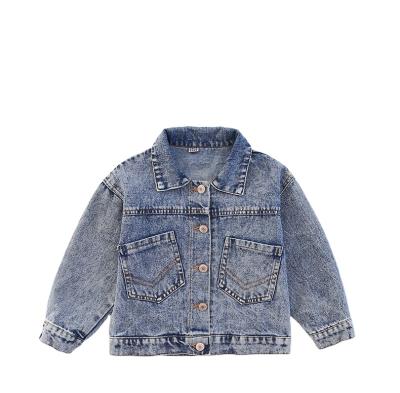 China Denim Windproof Jacket For Children Clothing Spring Autumn Flower Straw Hat Embroidery Baby Child Lattice Coats for sale