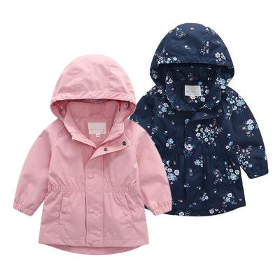 China Breathable kids print girls woven flower outwear custom rain jacket kids clothes kids wear rain jacket for sale