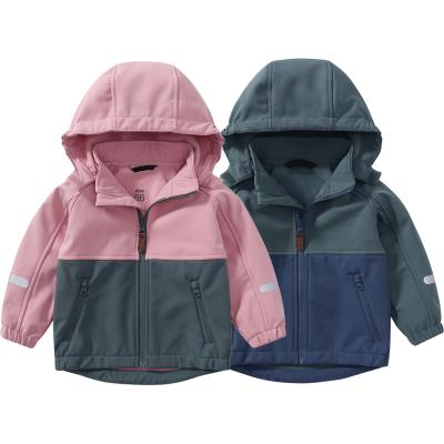 China Kids Softshell Jacket Spring Autumn Children Clothing Waterproof Tracksuit Metallic With Fleece Patchwork Jacket for sale