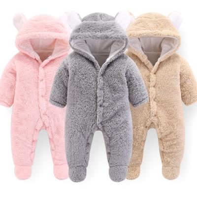 China Winter OVERALL Hooded Fleece Toddler Rompers Soft Cute Newborn Infant Baby Boutique Jumpsuits for sale