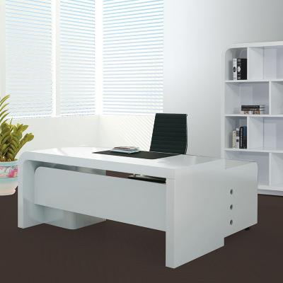 China Commerical Design Expandable One-Piece Special White High Gloss Desk Customized for sale