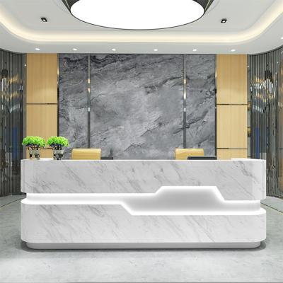 China Customized ddp one piece expandable shopify luxury counter front desk reception desk receptionist reception table for sale