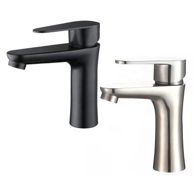 China 304 Stainless Steel Faucets Hot Cold Water Health Faucet Metered Matte Black Bathroom Sink Basin Faucet for sale