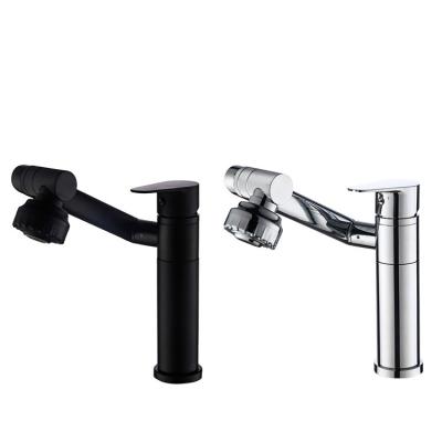 China Modern Multifunctional Black Metered 360 Degree Bathroom Faucet Stainless Steel Basin Faucet Water Tap Faucets for sale