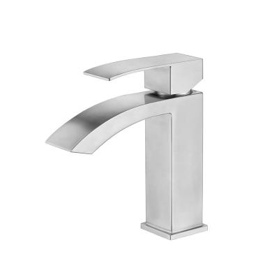 China Metered Single Hole Faucet Bathroom Faucets VEMUSE Square Hole Faucet Stainless Steel Hot Cold Basin Faucet for sale