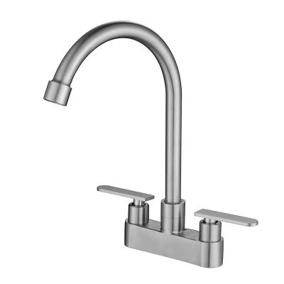 China 304 Stainless Steel Hand Wash Basin Mixer Tap Basin Mixer Taps VEMUSE Double Handle Double Handle Hot Cold Tap for sale