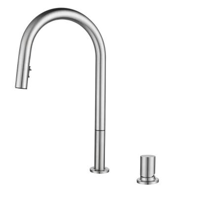 China Contemporary SUS304 Water Stand Mixer Tap Single Stainless Steel Kitchen Faucet With Pull Down Sprayer for sale