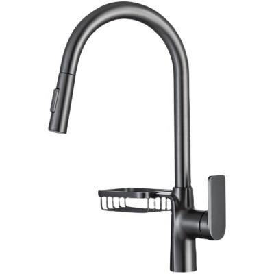 China Contemporary Brass Kitchen Faucet Single Handle Pull Down Kitchen Faucets Mixer Tap Hot Cold Water Pull Out Kitchen Faucet for sale