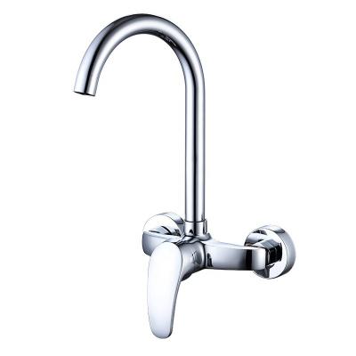 China Faucets Wall Mount Sink Kitchen Faucet Single Handle Brass Metered Two Cold/Hot Water Hole Taps for sale