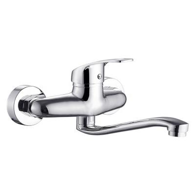 China High Metered Chrome Plating Lever Taps In Kitchen Wall Mounted Faucets Brass Sink Mixer Tap Along for sale