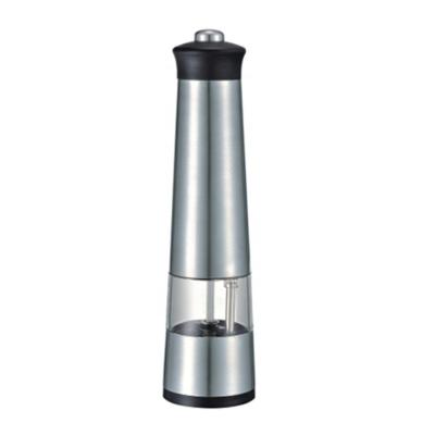 China Sustainable Battery Operated Stainless Steel Salt And Pepper Mill With Transparent Bottle for sale