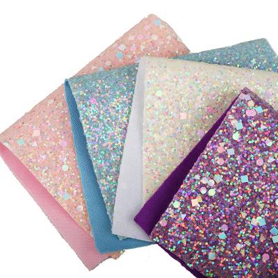 China Anti-rust BY6143 Chunky Glitter Leather Fabric Bows Leather Material Pastel Headband For Shoes Purse Handbag Crafts for sale