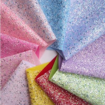 China A4 Size Wholesale Abrasion-Resistant Chunky Glitter Fabric Faux Leather Covers for sale