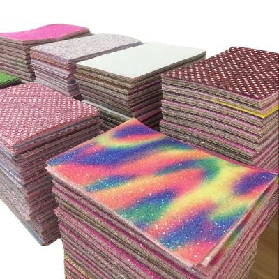 China Abrasion-Resistant DIY Glitter Bows Crafts Christmas Decoration Chunky Glitter Fabric Sheets Material for sale