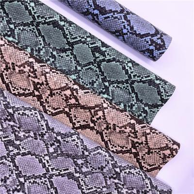 China BY8010 Anti-Must Recycled Eco-friendly PU Leather Snakeskin Embossed Faux Leather For Women Handbags Wallets Purse for sale