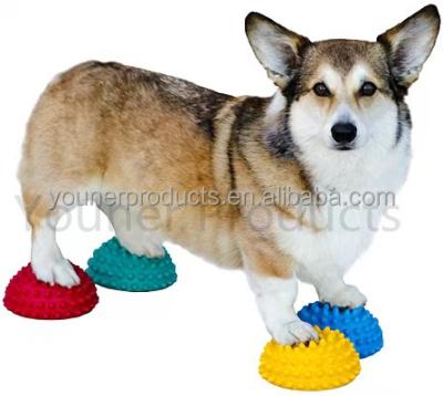 China Hot Selling Viable Colorful Durian PVC Inflatable Massage Ball Yoga Massage Ball Paw Pod Half Disc For Dog Training for sale