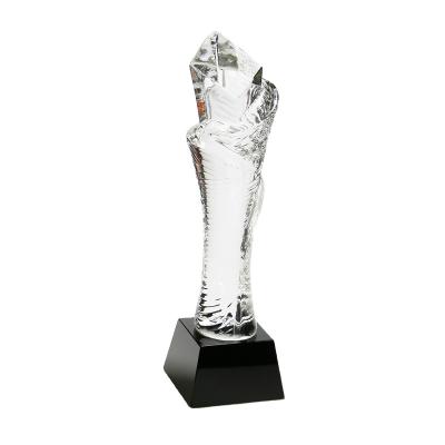 China Creative Customized High Quality Europe Trophy Pillar Torch Employees Honor Awards Souvenirs Mask Crystal Glass Trophy for sale