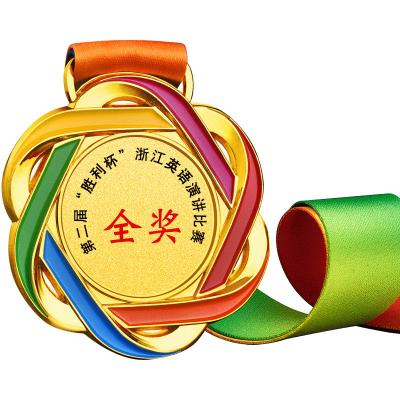 China Non-profit Organizations Custom Design DIY Logo Metal Badminton Hollowed Out Sports Commemorative Medal With Rainbow Ribbon for sale