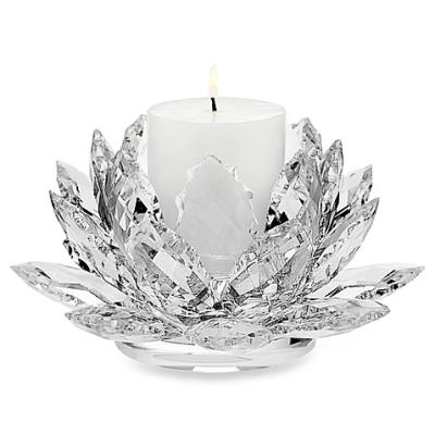 China ECO-frendly Church Candle Holder Cheap Clear Crystal Tealight Stand Crystal Lotus Candle Holder for sale