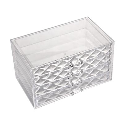 China Grace 5 Viable Wholesale Drawers Display Tray Show Case Storage Organizer Clear Acrylic Stackable Necklace Jewelry Box for sale