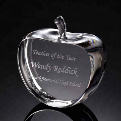 China Europe Grace Custom Engraved Crystal Apple Wedding Gift for Guest Takeout Favors for sale