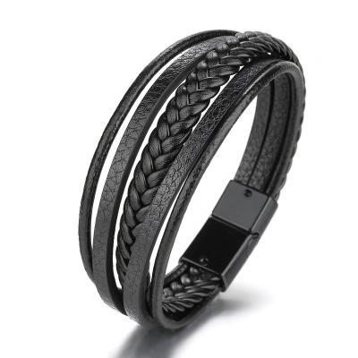 China Wholesale Black CLASSIC Cheap Braided Leather Strap Mens Handmade Watch Strap for sale