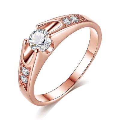 China Fashion CLASSIC Jewelry Luxury Rose Gold Plated Ring White Zircon Bling Ring For Woman for sale