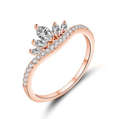 China New Arrival Romantic Rose Gold Plated Crown Romantic Wedding Ring Oval Ring For Woman for sale