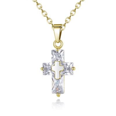 China Promotion Box Custom Key Necklace Church Necklaces 24 Carat Gold Cross Necklace For Best Friends for sale