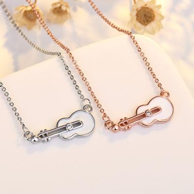 China Creative White Short Chain Guitar Violin Clavicle Chain Necklace 925 Sterling Silver Female Soft Casual/Sporty Shell Models for sale