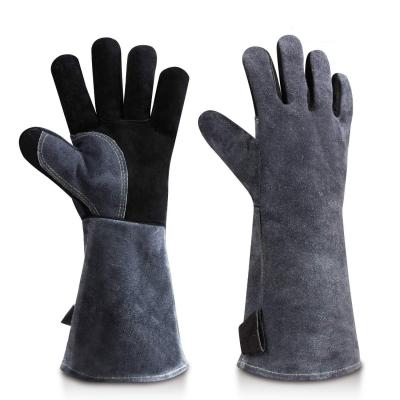 China Heavy Duty High Quality 932F Insulation Leather BBQ Flame Retardant Welding Heat Resistant Gloves Long for sale