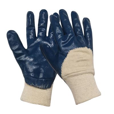 China EN388 4111 Blue Heavy Duty Wearable Industrial Nitrile Anti Oil Construction Work /Anti Slip Oil Coated Work Gloves for sale