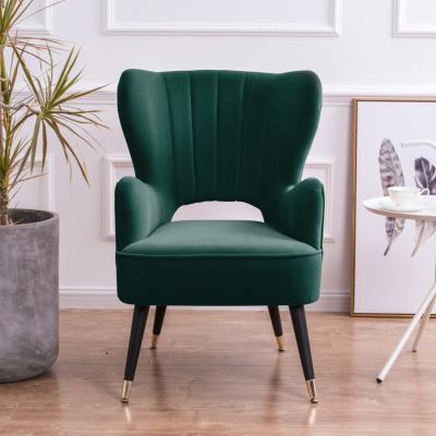 China New Style Soft Velvet Lounge Chair Modern Fabric Wingback Chair for sale