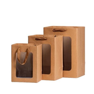 China 20*16*30cm Recyclable Custom Make Logo Environmental Friendly Window Tire Packaging Cardboard Shopping Bags Clothes Toys Luxury Paper Gifts for sale