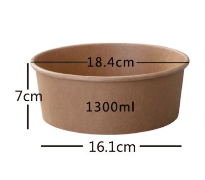 China 1300ml Disposable Kraft Paper Salad Bowl With PET/Paper Lids for sale