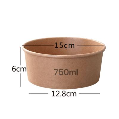 China Food Wrap 750ml Disposable Compostable Paper Take Away Wrapping Paper Salad Bowl With Lids for sale