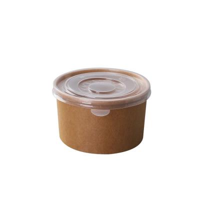 China Disposable Biodegradable Kraft Paper Salad Disposable Soup Bowls With Lid for sale