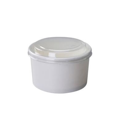 China Eco - Friendly Disposable White Paper Bowl Packaging Disposable Cup Take Out Salad Bowl With Lid for sale