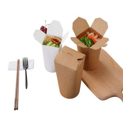 China Disposable Cardboard Kraft Paper Kebab Container 26/32oz Eco - Friendly Noodle Box for sale