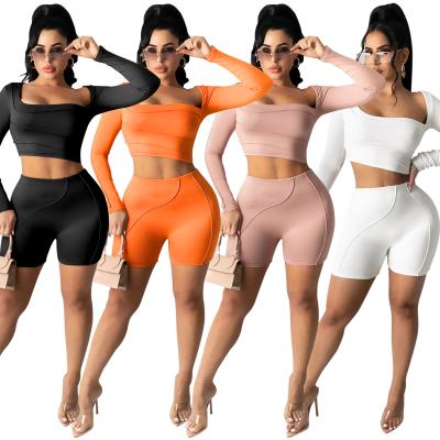 China Summer QUICK DRY Women Suit Sets Solid Color Cycling Short Pants Sporty Jogging Matching Two Piece Set for sale