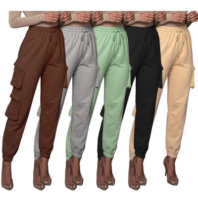 China Autumn 2021 Women Custom Pocket Cotton Breathable Sweatpants Multicolor Drawstring Pants for sale