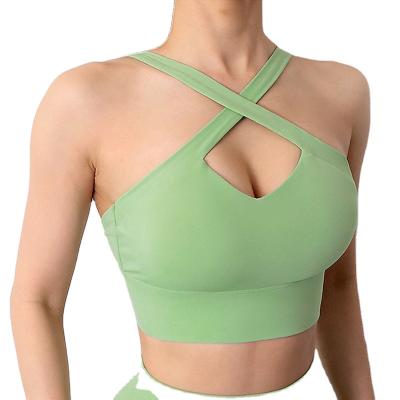 China Pure Color Nude Fitness Breathable Sports Invest Fashion Gym Running Cross-strap Yoga Underwear for sale