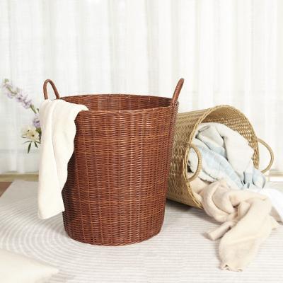 China Enyize high quality handmade PE pipe viable hot selling plastic laundry basket with two handles for sale