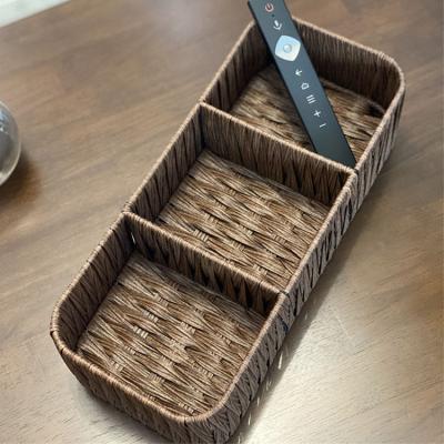 China Homedecor Strip Storage Basket Table Table Mess Thing Viable Wholesale High Quality Handmade Plastic Storage Bin for sale