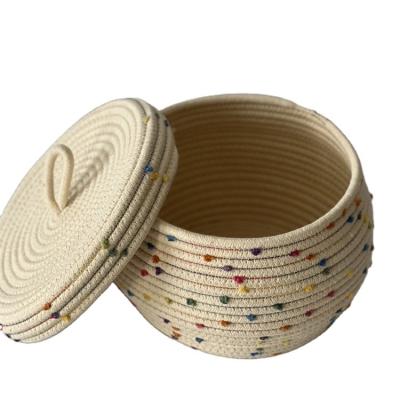 China High Quality Handmade Storage Basket Cute Reusable Multifunctional Woven Woven Basket Finest Cotton Rope Price Home Basket for sale